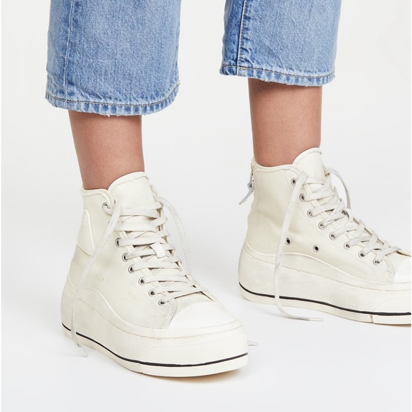 R13 HighTop Sneakers - Ecru Convas - 9 - Picture 3 of 16